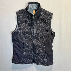 Lucy Embroidered Quilted Vest - Women’s Size Small Black Gray